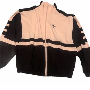 adidas cream and black jacket with pink detailing